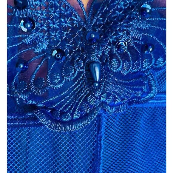 Fantacy Lingerie Women's Mesh Babydoll with Matching G-String Blue - Size Medium - Picture 2 of 5